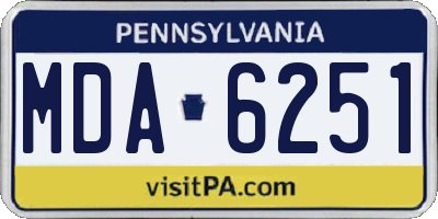 PA license plate MDA6251