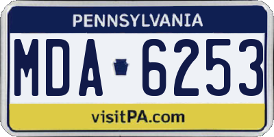 PA license plate MDA6253