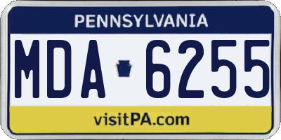 PA license plate MDA6255