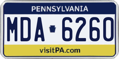PA license plate MDA6260