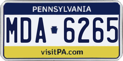 PA license plate MDA6265