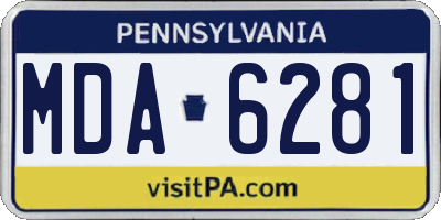 PA license plate MDA6281