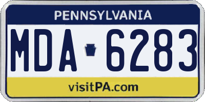 PA license plate MDA6283