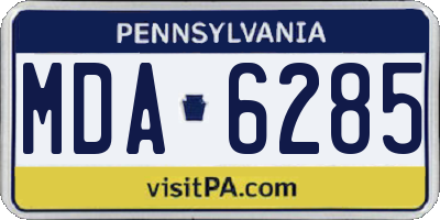 PA license plate MDA6285