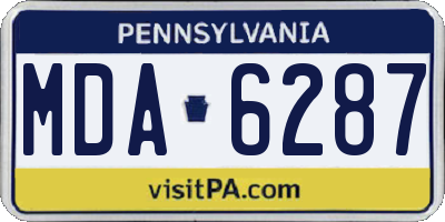 PA license plate MDA6287