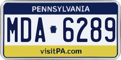 PA license plate MDA6289