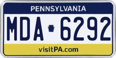 PA license plate MDA6292