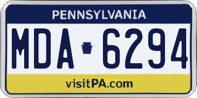 PA license plate MDA6294