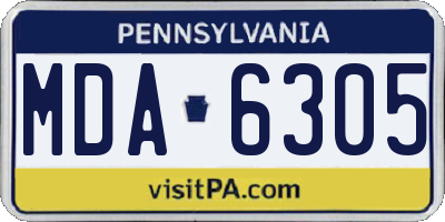 PA license plate MDA6305