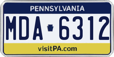 PA license plate MDA6312
