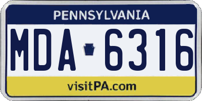 PA license plate MDA6316