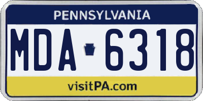 PA license plate MDA6318