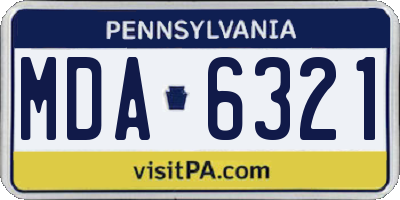 PA license plate MDA6321