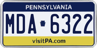 PA license plate MDA6322