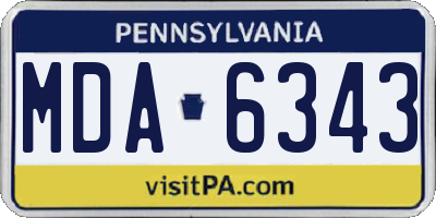 PA license plate MDA6343