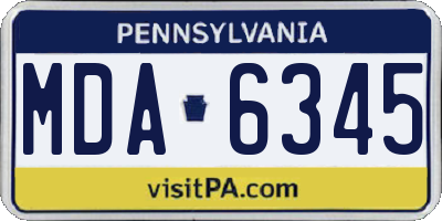 PA license plate MDA6345