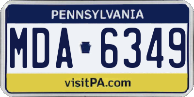 PA license plate MDA6349