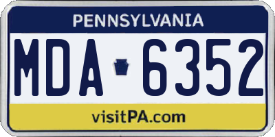 PA license plate MDA6352
