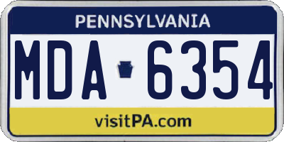 PA license plate MDA6354