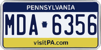 PA license plate MDA6356