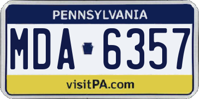PA license plate MDA6357