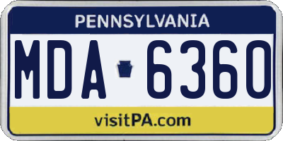 PA license plate MDA6360