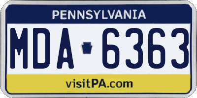 PA license plate MDA6363