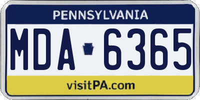 PA license plate MDA6365