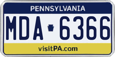PA license plate MDA6366