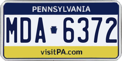 PA license plate MDA6372