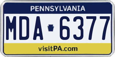 PA license plate MDA6377
