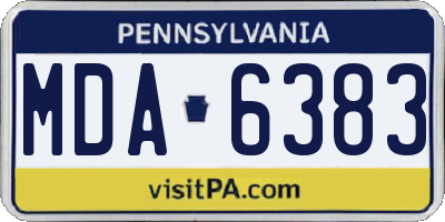 PA license plate MDA6383