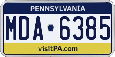 PA license plate MDA6385