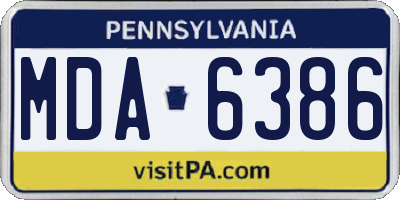 PA license plate MDA6386