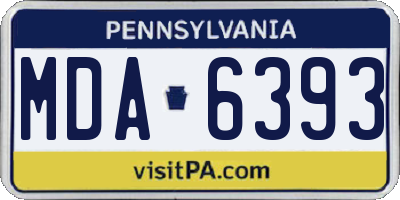 PA license plate MDA6393
