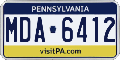 PA license plate MDA6412
