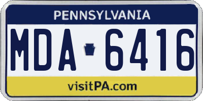 PA license plate MDA6416