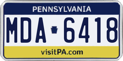 PA license plate MDA6418