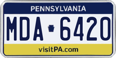 PA license plate MDA6420