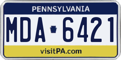 PA license plate MDA6421
