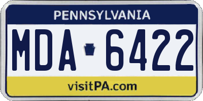 PA license plate MDA6422