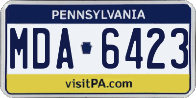PA license plate MDA6423