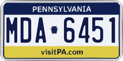 PA license plate MDA6451