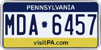 PA license plate MDA6457