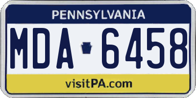 PA license plate MDA6458