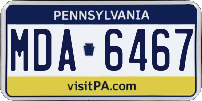 PA license plate MDA6467