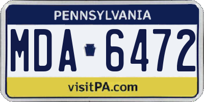 PA license plate MDA6472