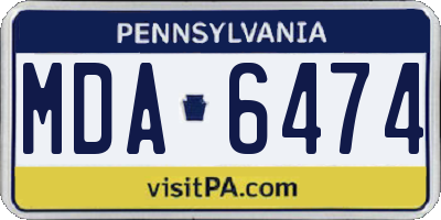 PA license plate MDA6474