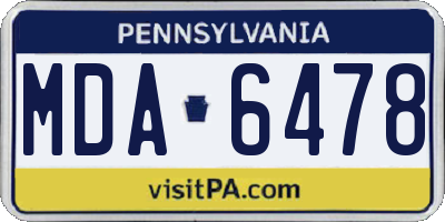 PA license plate MDA6478
