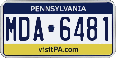 PA license plate MDA6481
